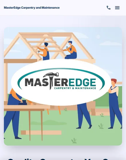 Master Edge Carpentry website on a phone